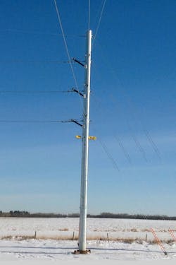 Guyed steel deadend structure. Guyed steel deadend structure.