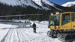 Snowcat and Huey helicopter for site access. Snowcat and Huey helicopter for site access.