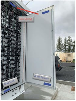 Potential locations for electromagnetic door locks, bond sensors, and gas springs. Potential locations for electromagnetic door locks, bond sensors, and gas springs.
