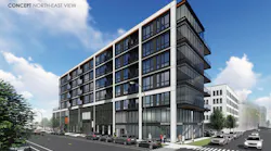 As this rendering shows, a mixed-use development was built above and on each side of substation facility.