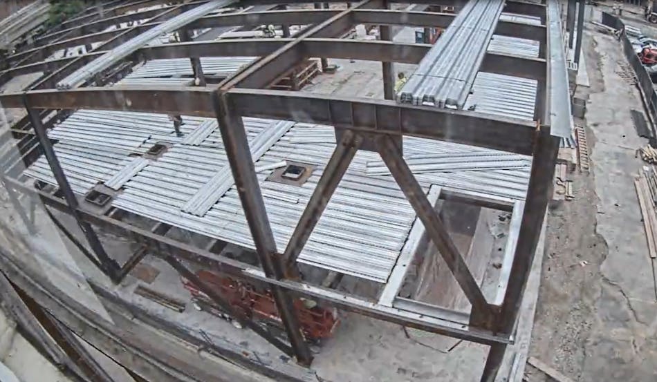 To support development loads, heavy structural steel framing was required.