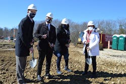 Breaking ground at Newtowne Twenty affordable housing community (left to right): Mayor Gavin Buckley, Patrick Stewart of Pennrose LLC, Melissa Maddox-Evans of HACA and HACA Board Chairperson Jackie Wells. Breaking ground at Newtowne Twenty affordable housing community (left to right): Mayor Gavin Buckley, Patrick Stewart of Pennrose LLC, Melissa Maddox-Evans of HACA and HACA Board Chairperson Jackie Wells.