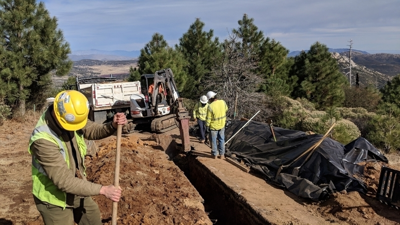 SDG&E crews trenched parts of transmission line along Lookout Road in Rancho Cuyamaca State Park.