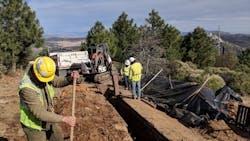 SDG&E crews trenched parts of transmission line along Lookout Road in Rancho Cuyamaca State Park. SDG&E crews trenched parts of transmission line along Lookout Road in Rancho Cuyamaca State Park.
