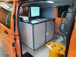 Internal view of cable test van used by NMD. Internal view of cable test van used by NMD.