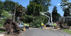 Multiple crews working to restore power after Tropical Storm Isaias. Multiple crews working to restore power after Tropical Storm Isaias.