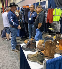 Manufacturers of flame-retardant clothing displayed work shirts, jackets, sweatshirts and hoodies to provide not only warmth, but also protection. Manufacturers of flame-retardant clothing displayed work shirts, jackets, sweatshirts and hoodies to provide not only warmth, but also protection.