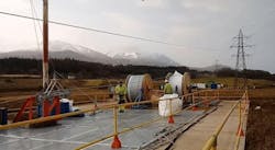 Due to space constraints, payout reels of ACCC Conductor were placed 15 meters in front of tensioners (not shown) Due to space constraints, payout reels of ACCC Conductor were placed 15 meters in front of tensioners (not shown)