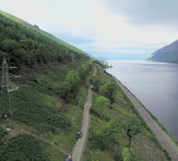 Abandoned railway path provided reasonable access. Highway A82 can be seen below the access path just above Loch Lochy