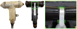 Surface contact problem with T-elbow. Surface contact problem with T-elbow.