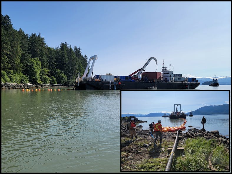 Installation of the 69 kV XLPE insulated cable, Vank Island, Alaska.