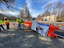 Dominion Energy project team explains the horizontal directional drilling process to community members before providing a tour of the drill site.