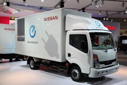 Electric Nissan E-NT400 Concept Truck at the International Motor Show for Commercial Vehicles in Germany. In the net-zero scenario of Bloomberg&apos;s 2021 Electric Vehicle Outlook, about 90% of all medium- and heavy-duty vehicles globally will be electric vehicles