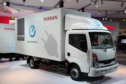 Electric Nissan E-NT400 Concept Truck at the International Motor Show for Commercial Vehicles in Germany. In the net-zero scenario of Bloomberg's 2021 Electric Vehicle Outlook, about 90% of all medium- and heavy-duty vehicles globally will be electric vehicles Electric Nissan E-NT400 Concept Truck at the International Motor Show for Commercial Vehicles in Germany. In the net-zero scenario of Bloomberg's 2021 Electric Vehicle Outlook, about 90% of all medium- and heavy-duty vehicles globally will be electric vehicles