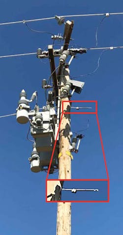 Broken conductor at capacitor bank. Broken conductor at capacitor bank.