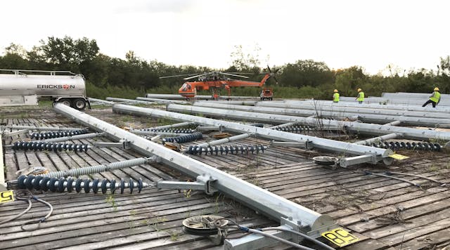 Steel poles for the 230kV line from Terrebonne Substation near Houma, La. to Bayou Vista Substation in Bayou Vista, La.