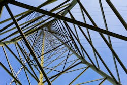 The steel pylon of a high voltage electric power transmission line. Mountainous or hilly terrain or wetlands may preclude the use of underground transmission The steel pylon of a high voltage electric power transmission line. Mountainous or hilly terrain or wetlands may preclude the use of underground transmission