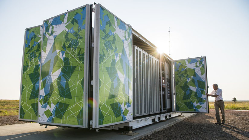 Stationary batteries, like the one pictured, allow buildings to reduce reliance on grid power by storing energy that can be used during times of peak demand.