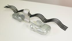 A spiral vibration damper. SCE and PLP worked together for approximately 18 months to develop damping products, placement recommendations and standards specific to covered conductor installations. A spiral vibration damper. SCE and PLP worked together for approximately 18 months to develop damping products, placement recommendations and standards specific to covered conductor installations.