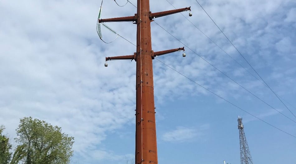 A new monopole along the transmission line recently completed by Duquesne Light Company.