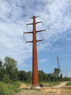 A new monopole along the transmission line recently completed by Duquesne Light Company. A new monopole along the transmission line recently completed by Duquesne Light Company.