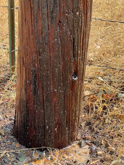 Applying retardant under its power lines and around utility poles prevents possible ignitions from occurring under or near the lines, even if the ignition came from discarded smoking material, a car hitting the utility pole or hot metal coming off an overheated vehicle.