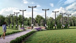 An designer's rendering of the national monument to fallen linemen to be constructed in Freeland, Pa., which will include a memorial garden, rodeo grounds, playground, parking and headquarters for NSUJL. An designer's rendering of the national monument to fallen linemen to be constructed in Freeland, Pa., which will include a memorial garden, rodeo grounds, playground, parking and headquarters for NSUJL.
