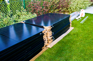 Solar panel components ready for installation.