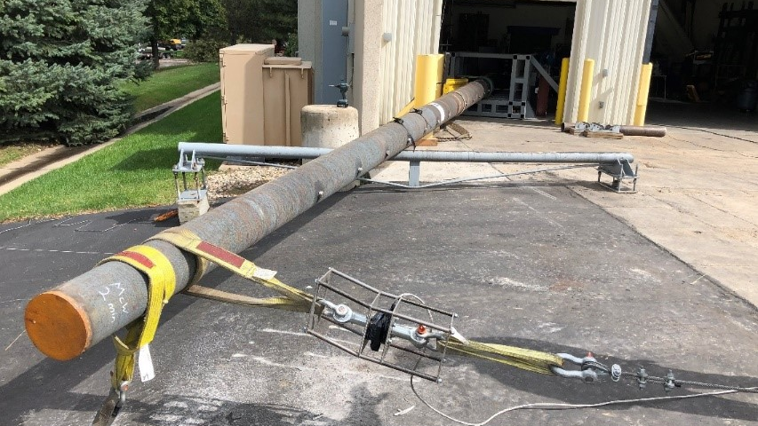 Full-scale test performed at EDM of ductile iron pole. Courtesy of McWane.