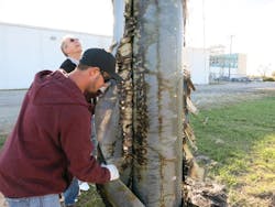 Removing the RS Fire Shield after fire test. Courtesy of SCE Removing the RS Fire Shield after fire test. Courtesy of SCE