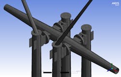 Mesh elements in vertical legs, static wire and top conductor arms. Mesh elements in vertical legs, static wire and top conductor arms.