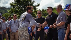 Jared Anders thanks the veterans for their service at Southeast Lineman Training Center. Jared Anders thanks the veterans for their service at Southeast Lineman Training Center.