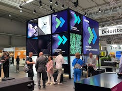 A Siemens display at a trade show in Barcelona. A Siemens display at a trade show in Barcelona.