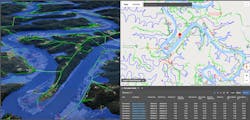 A Neara dashboard used by Endeavour Energy to prioritize their emergency response and recovery efforts. The dashboard integrates live river depth readings, historic flood maps, and dynamically calculated flood polygons, to identify assets at risk of water contact.