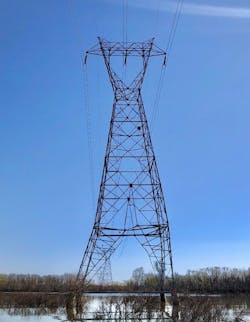 Tower 58 in the Clinton to Stilwell 161 kV transmission line. Tower 58 in the Clinton to Stilwell 161 kV transmission line.