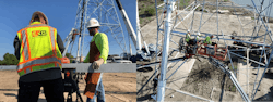 Field fabrication and aerial installation of braces. Field fabrication and aerial installation of braces.