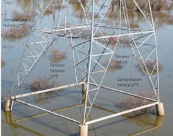 The progression of structure failure for tower 58. The progression of structure failure for tower 58.