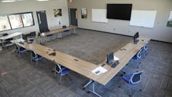 A conference room sits on the west end of the indoor training area. A conference room sits on the west end of the indoor training area.
