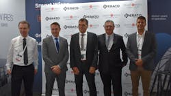 Leaders from Smart Wires, ELES (the Slovenian Transmission System Operator that developed SUMO) and Operato (a subsidiary of ELES) announce the launch of Smart Wires’ SUMO offering. From left: Uros Salobir, ELES Dir. of Strategic Innovation Dept.; Peter Wells, Smart Wires CEO; Andrej Souvent, Operato CEO; Mark Norton, Smart Wires VP Business Development, Europe; Jovan Pavicevic, Operato Marketing Director Leaders from Smart Wires, ELES (the Slovenian Transmission System Operator that developed SUMO) and Operato (a subsidiary of ELES) announce the launch of Smart Wires’ SUMO offering. From left: Uros Salobir, ELES Dir. of Strategic Innovation Dept.; Peter Wells, Smart Wires CEO; Andrej Souvent, Operato CEO; Mark Norton, Smart Wires VP Business Development, Europe; Jovan Pavicevic, Operato Marketing Director