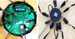Figure 2. CMVS PCB Development Board houses multiplexers and ESP32 MCU that collects irradiance measurements from TSL2591 light sensors and transfers it to ThingSpeak, an API-based IoT platform, for algorithmic processing and visualization Figure 2. CMVS PCB Development Board houses multiplexers and ESP32 MCU that collects irradiance measurements from TSL2591 light sensors and transfers it to ThingSpeak, an API-based IoT platform, for algorithmic processing and visualization
