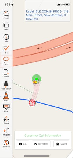A distribution circuit and outage in the Mobile Workbench app