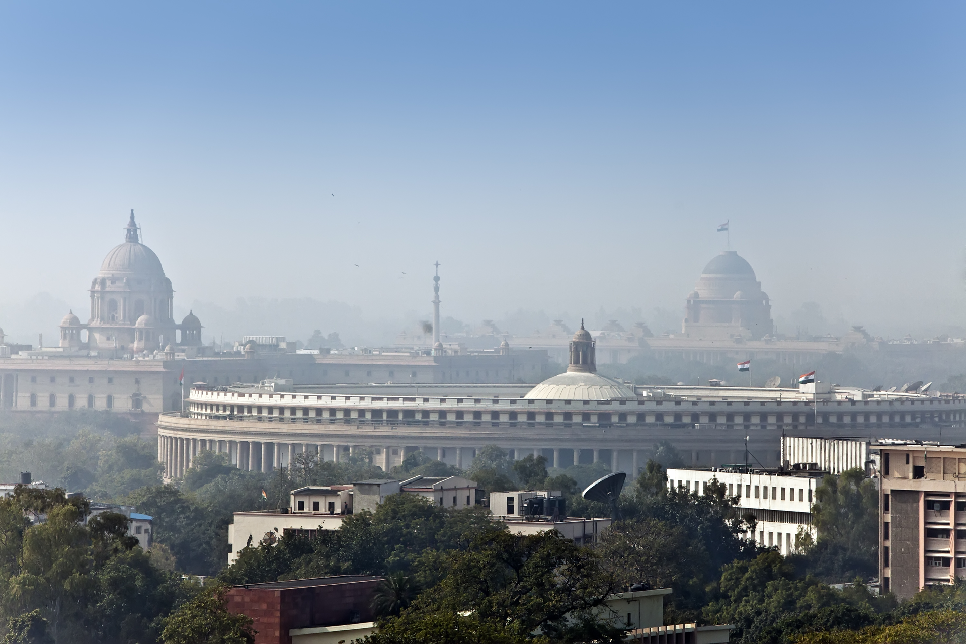 View of New Delhi's Capitol Complex, including the Secretariat Building, home to India's most important ministries.