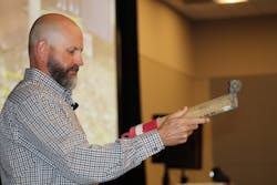 Chad Schimpf of Ameren Illinois shared his personal injury story about surviving an electrical contact incident to start off the conference. Chad Schimpf of Ameren Illinois shared his personal injury story about surviving an electrical contact incident to start off the conference.