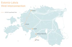 Path of transmission interconnection from Harku, Estonia to Riga, the capital of Latvia. Path of transmission interconnection from Harku, Estonia to Riga, the capital of Latvia.