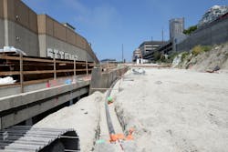 A 115 kilovolt transmission line, ready to be buried. A 115 kilovolt transmission line, ready to be buried.