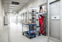 Contractor working at 330-kV Riga CHP-2 substation in Latvia. Contractor working at 330-kV Riga CHP-2 substation in Latvia.