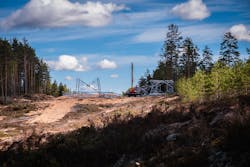 Construction of tower foundations for 330-kV transmission line. Construction of tower foundations for 330-kV transmission line.