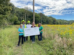 Ameren Illinois presented Grand Prairie Friends with a $5,000 contribution to continue its bat research. From left, Jill Maes, Natural Areas and Operations Technician with Grand Prairie Friends; Ryan Weder, Electric Supervisor, Ameren Illinois; Ron Juarez, Director of East Region Electric Operations, Ameren Illinois; Tara Hohoff, bat biologist for the University of Illinois; and Karly Combest, Communications Executive, Ameren Illinois. Ameren Illinois presented Grand Prairie Friends with a $5,000 contribution to continue its bat research. From left, Jill Maes, Natural Areas and Operations Technician with Grand Prairie Friends; Ryan Weder, Electric Supervisor, Ameren Illinois; Ron Juarez, Director of East Region Electric Operations, Ameren Illinois; Tara Hohoff, bat biologist for the University of Illinois; and Karly Combest, Communications Executive, Ameren Illinois.