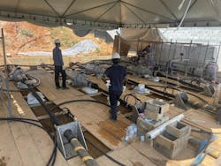 Assembly of the joints at the transition between submarine and underground cables. Assembly of the joints at the transition between submarine and underground cables.