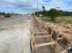 Placing the backfill on the duct banks. Placing the backfill on the duct banks.